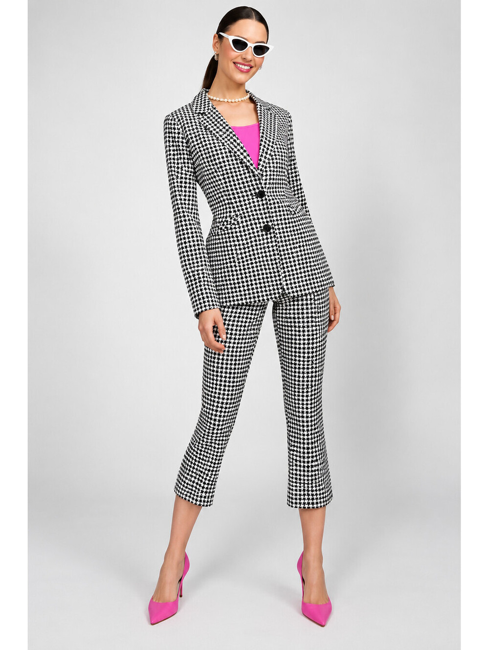 Isaac Mizrahi Live! 24/7 Stretch Baby Bootcut Crop Pants Black Gingham, Tall 2
